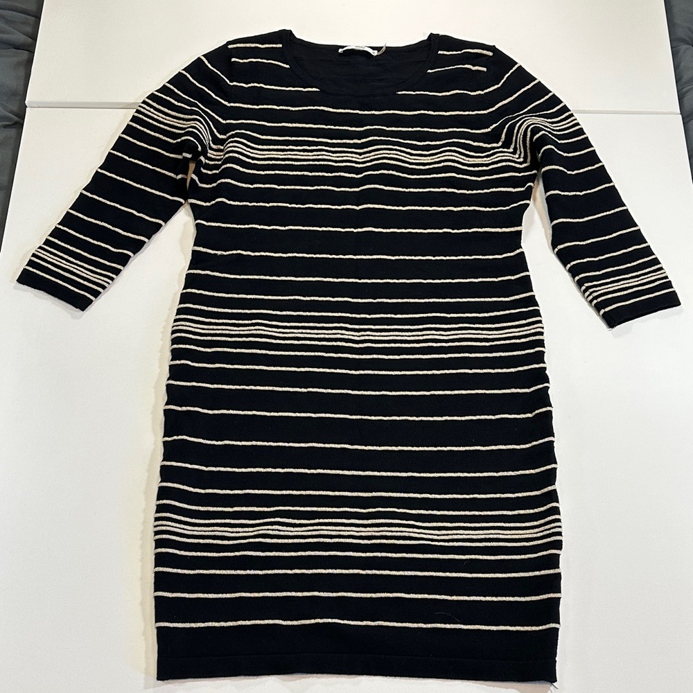 Sioni Black & White Striped Knit Sweater Dress Women’s Large